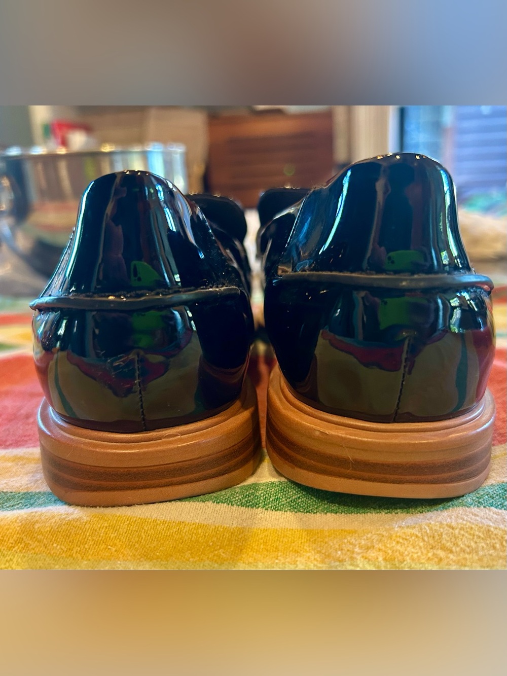 Gorgeous condition Franco Sarto black patent penny loafers - women size 9.5 - Picture 7 of 7